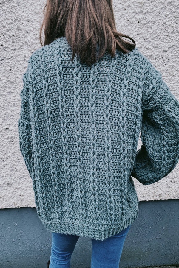 Crochet Cable Cardigan - FREE Crochet Pattern - XS to 5XL