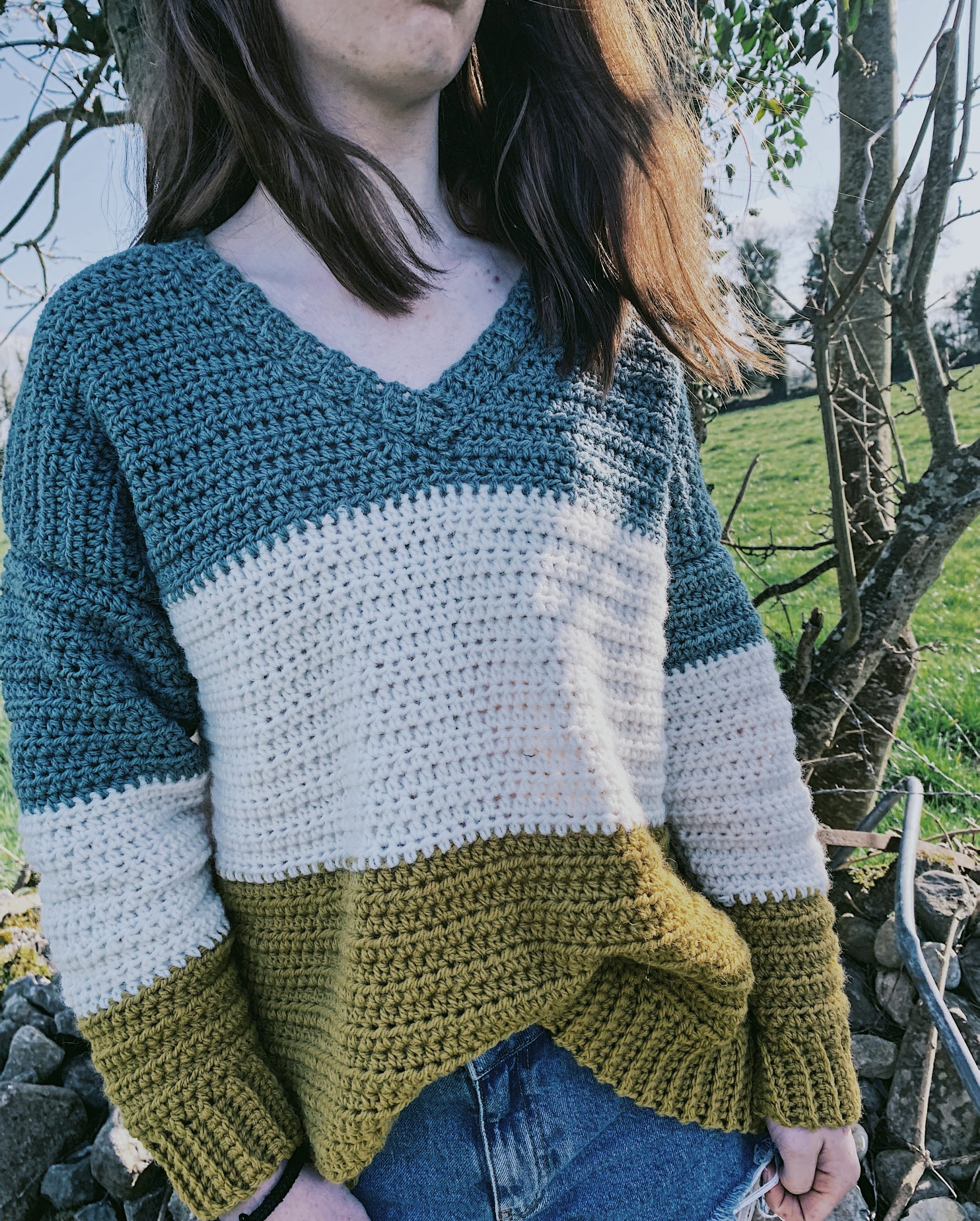 Crochet V Neck Sweater - Crochet with Carrie