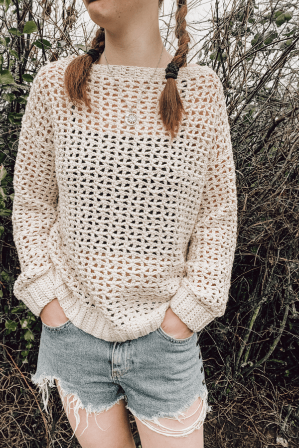 Crochet Spring Mesh Sweater - Crochet with Carrie