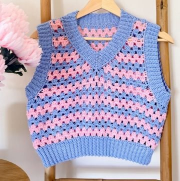 crochet granny stitch v neck vest pattern